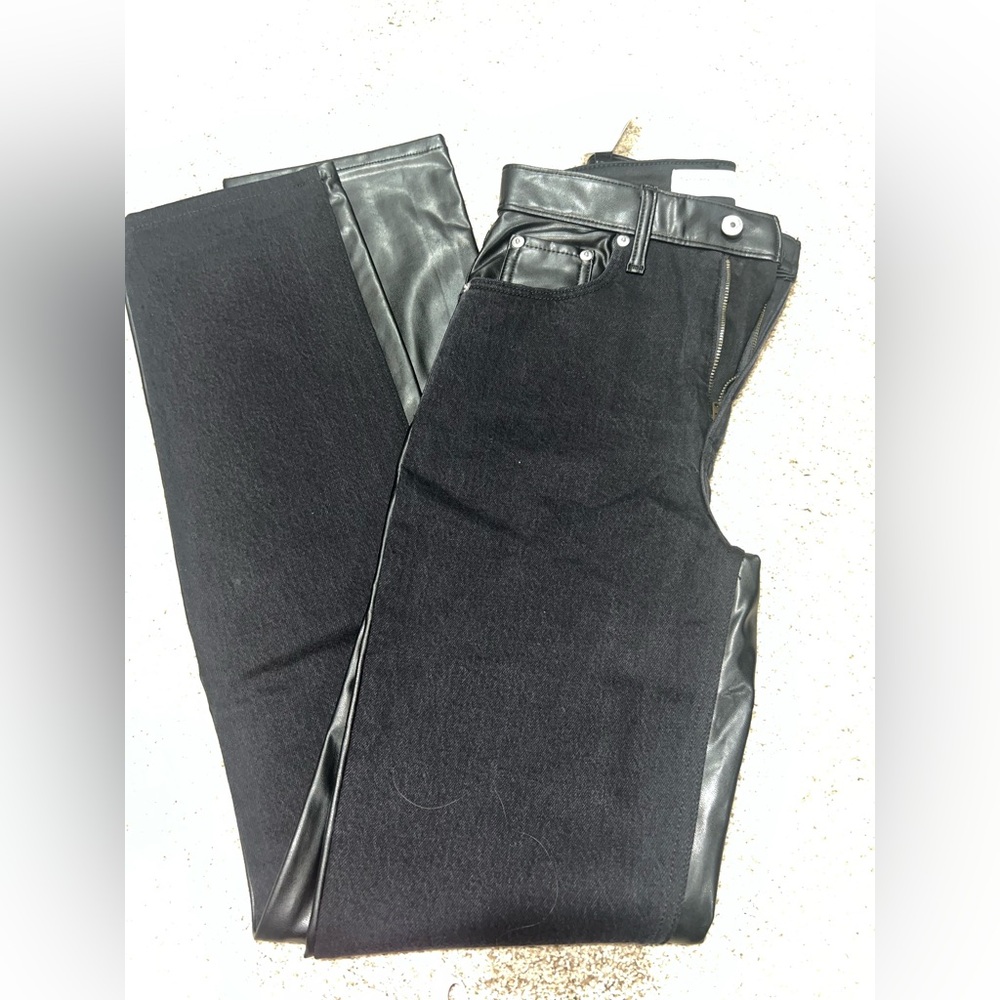 Abercrombie & Fitch Black Leather-Trimmed Pants